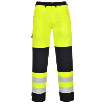 Image of Biz Flame Hi Vis Multi-Norm Flame Resistant Trousers Yellow / Navy S