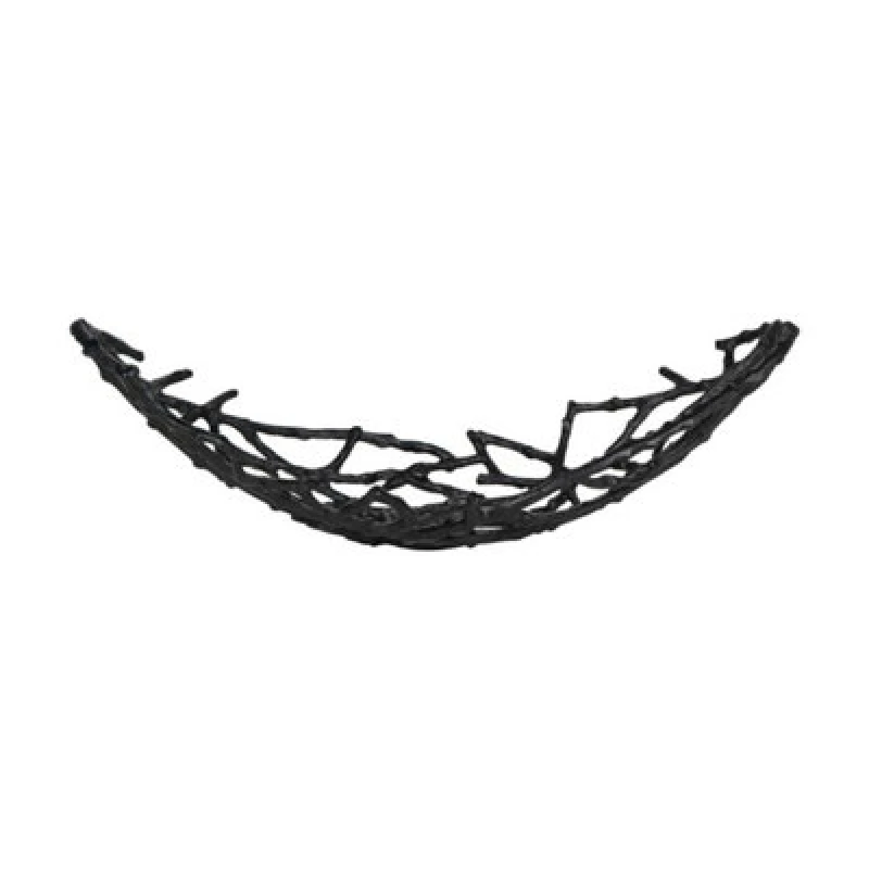 Image of Buttercup Farm Twig Oval Bowl Small - Aluminium - L50 X W20 X H14cm - Raw Black
