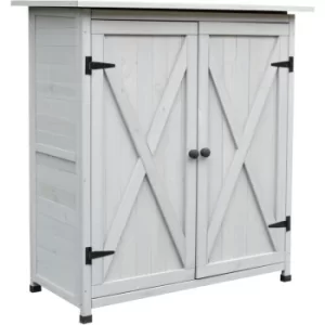Image of Outsunny Wood Garden Storage Shed Tool Cabinet Organizer w/ Shelves, Grey