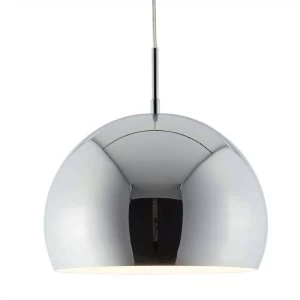 Image of 1 Light Small Dome Ceiling Pendant Chrome, White, E27