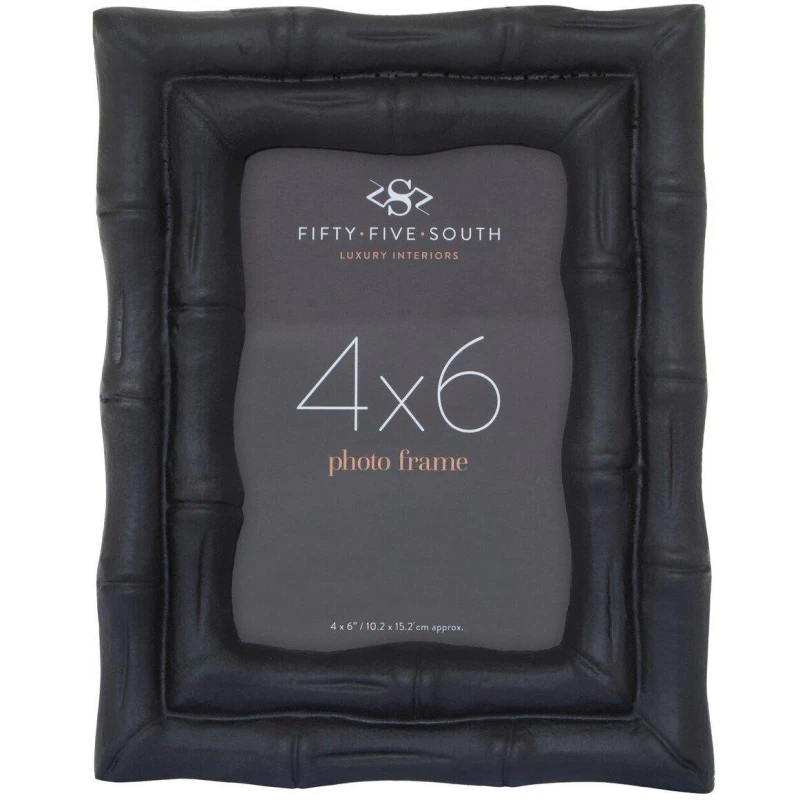 Image of Interiors by Premier Hiba 5 x 7 Black Finish Bamboo Effect Photo Frame Black Clear unisex 23.5 x 19.5 x 2 cm