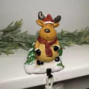 Image of 13cm Premier Christmas Stocking Hanger Decoration in Reindeer Design