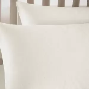 Image of Catherine Lansfield Plain Dyed 100% Brushed Cotton Flannelette Housewife Pillow Cases, Cream, Pair