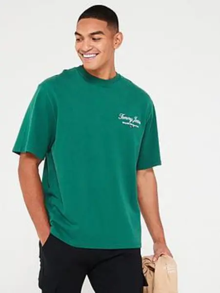 Image of Tommy Jeans Oversized Serif Luxe T-Shirt - Dark Green