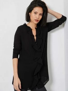 Image of Mint Velvet Ruffle Front Longline Top