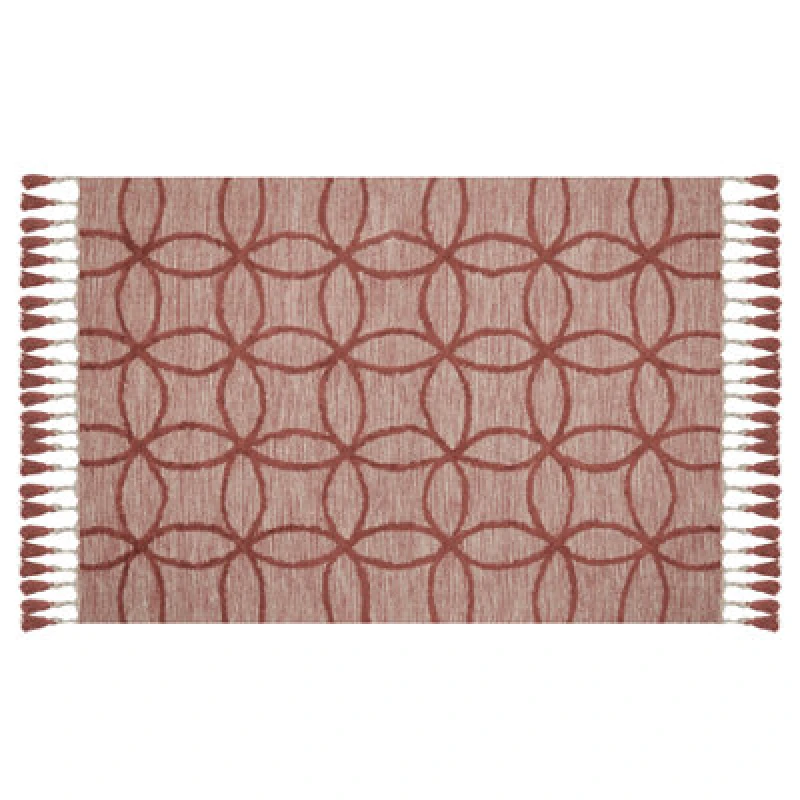 Image of Beliani Rug Kirsehir Red 140 X 200 Cm Cotton