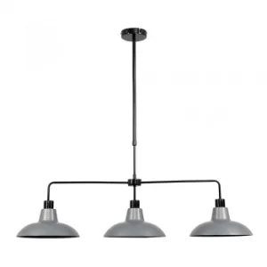 Image of Huckleberry Black 3 Way Over Table Light with Silver Shades