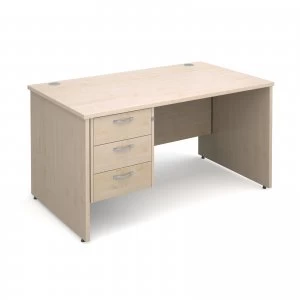 Image of Maestro 25 PL Straight Desk With 3 Drawer Pedestal 1400mm - Maple pane