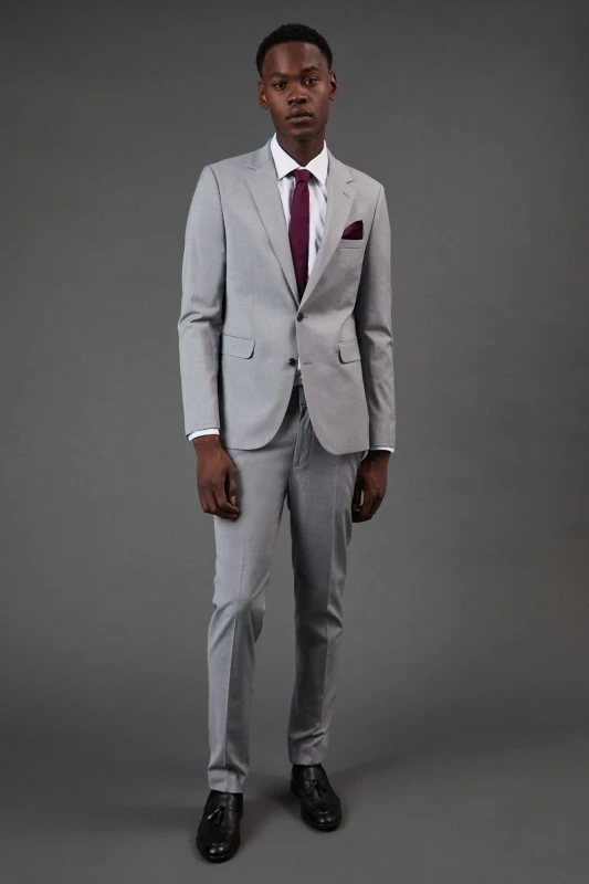 Image of Burton Mens Light Grey Skinny Fit Essential Suit Trousers Light Grey 32L Male BBB03939