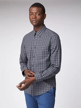 Image of Ben Sherman Long Sleeved House Gingham Shirt - Anthracite, Anthracite, Size S, Men
