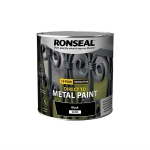 Image of Ronseal Direct Metal Paint Black Satin 2.5L