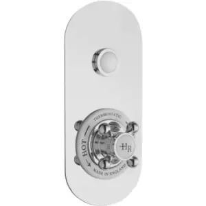 Image of White Topaz Single Outlet Push Button Shower Valve - Chrome - Hudson Reed