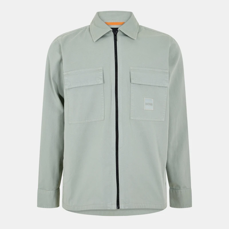 Image of Boss Mens Lovel Zipped Overshirt Open Green 351 male L