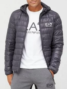 Image of Emporio Armani EA7 Core ID Logo Padded Hooded Jacket Grey Size L Men