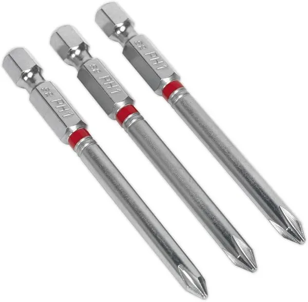 Image of Sealey AK210510 Power Tool Bits Phillips #1 Colour-Coded S2 75mm 3pc