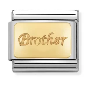 Image of Nomination CLASSIC Gold Engraved Signs Brother Charm 030121/35