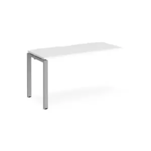 Image of Bench Desk Add On Rectangular Desk 1400mm White Tops With Silver Frames 600mm Depth Adapt