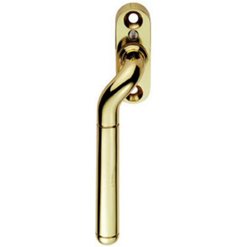 Image of Loops Cranked Locking Window Espagnolette Handle Left Handed 110mm Polished Brass Metallics