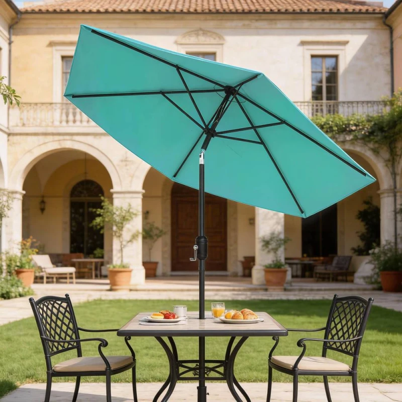 Image of OUTSUNNY 2.6M Garden Parasol Umbrella with Aluminium Pole, Tilt in Turquoise Turquoise Unisex