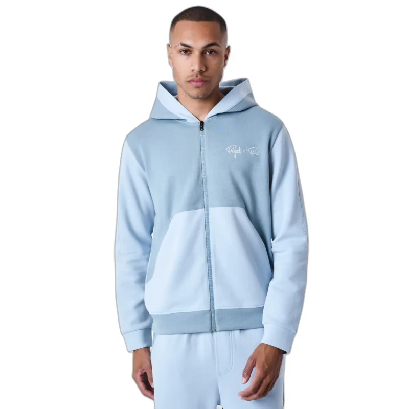 Image of Project X Paris Hoodie zipped embroidered sleeves Project X Paris Bleu Male S