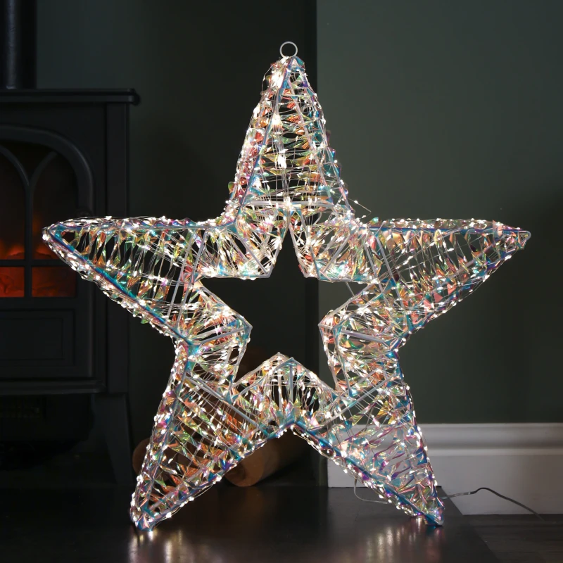 Image of 60cm Light up Iridescent Shimmer Christmas Star with 1440 Warm White LEDs