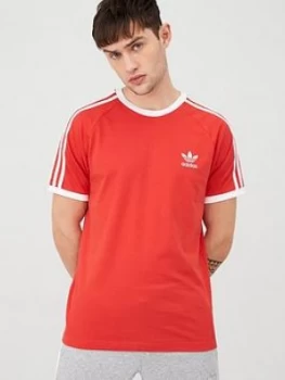 Image of adidas Originals 3 Stripe California T-Shirt - Red, Size L, Men