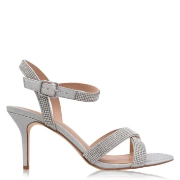 Image of Linea D Strap Heeled Sandals - Silver