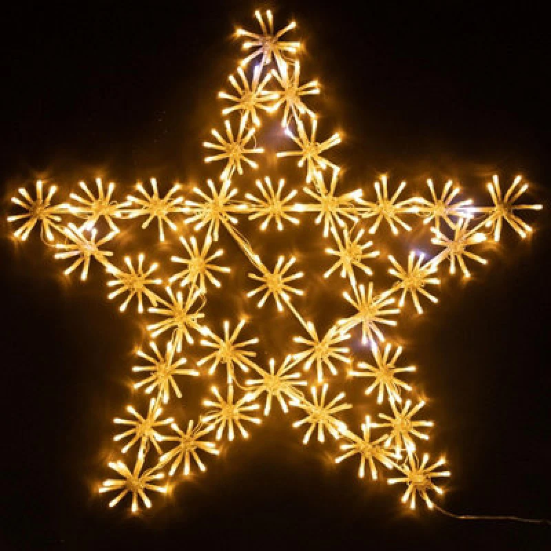 Image of Shatchi 65Cm Starburst Star Shape Silhouette With 360 Warm White Leds Twinkling Micro LED Lights Christmas Display