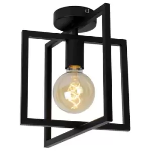 Image of Lucide LUUK - Flush Ceiling Light - 1xE27 - Black