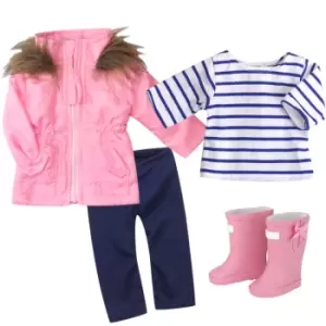 Image of Sophias By Teamson Kids Jacket Leggings T-Shirt And Rain Boots For 18" Dolls