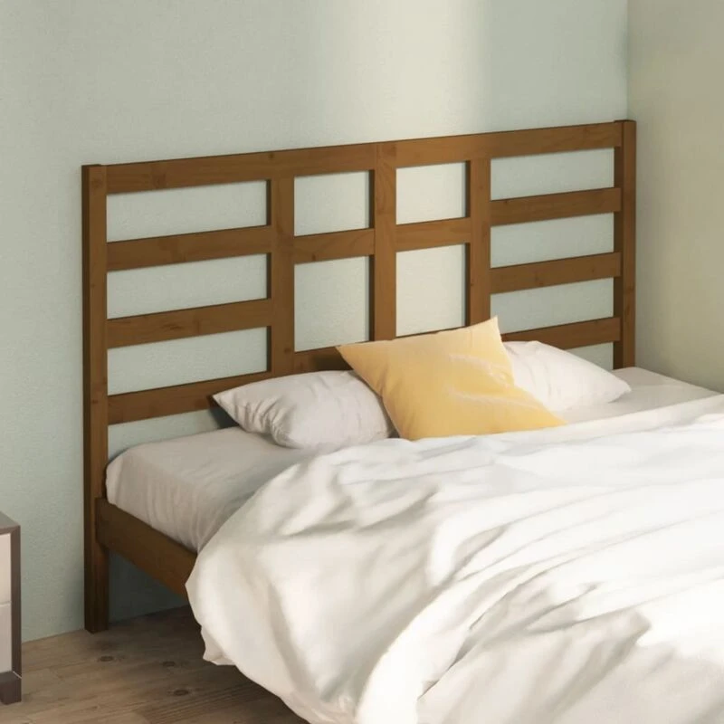 Image of Vidaxl Bed Headboard Honey Brown 126X4X104cm Solid Wood Pine, Brown 818133