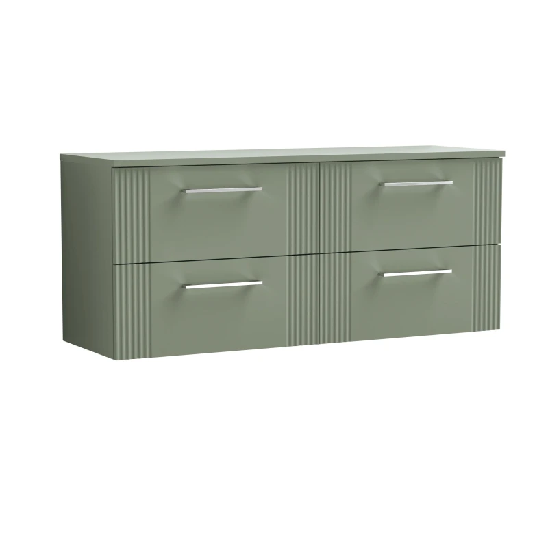 Image of Balterley 4 Drawer Wall Hung Vanity Colour Match Worktop Green 600mm Green