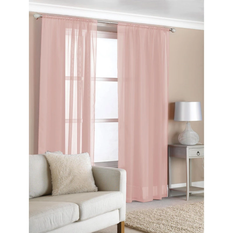 Image of Country Club Curtain Panels Pack of 2 Slot Top Voile 150x229cm Blush Pink unisex 150x229cm