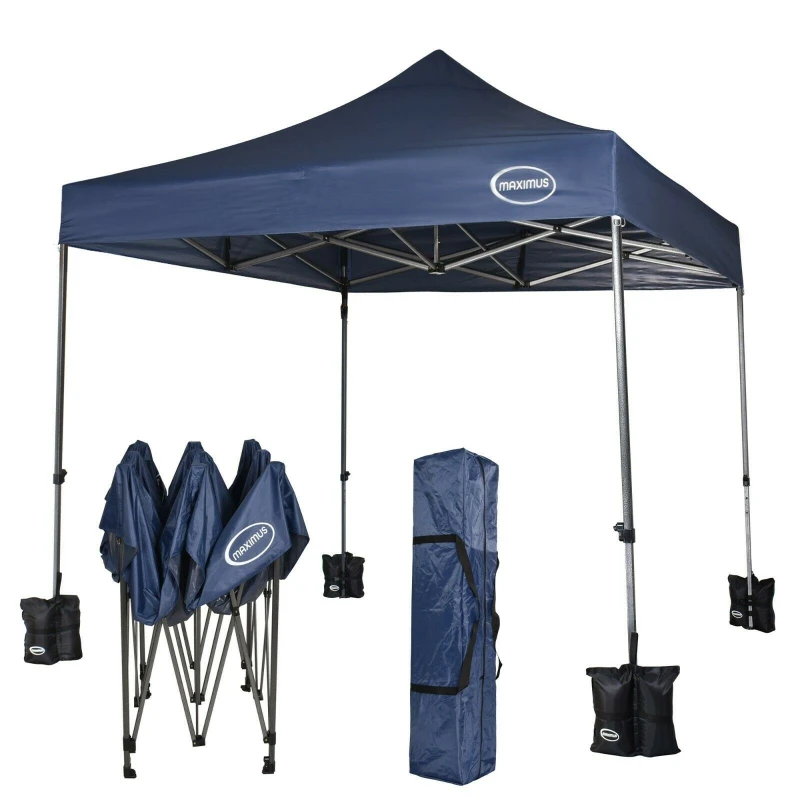 Image of MCC DIRECT Mcc Direct - maximus heavy duty pop up gazebo 3mx3m commercial market stall & 4 weight bags ns blue GZ3011