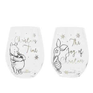 Image of Disney Set of 2 Christmas Glasses - Pooh & Piglet