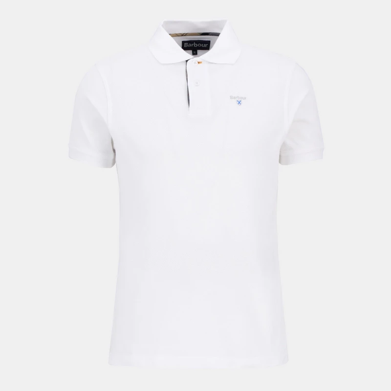 Image of Barbour Tartan Pique Polo Shirt - White White M