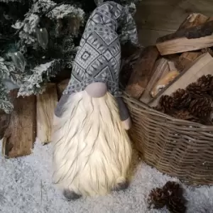 Image of Samuel Alexander - 63cm Tall Christmas Light Up Gnome Gonk Nordic Decoration White Body Grey Hat Sitting