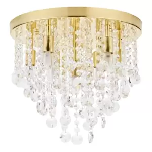 Image of Spa Celeste 9 Light Flush Ceiling Light Crystal Glass and Satin Brass