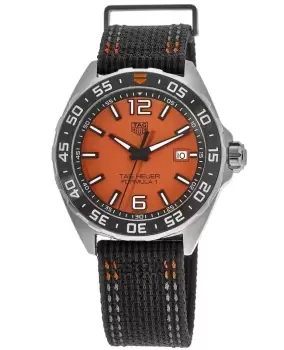 Image of Tag Heuer Formula 1 Quartz Orange Dial Black Strap Mens Watch WAZ101A.FC8305 WAZ101A.FC8305