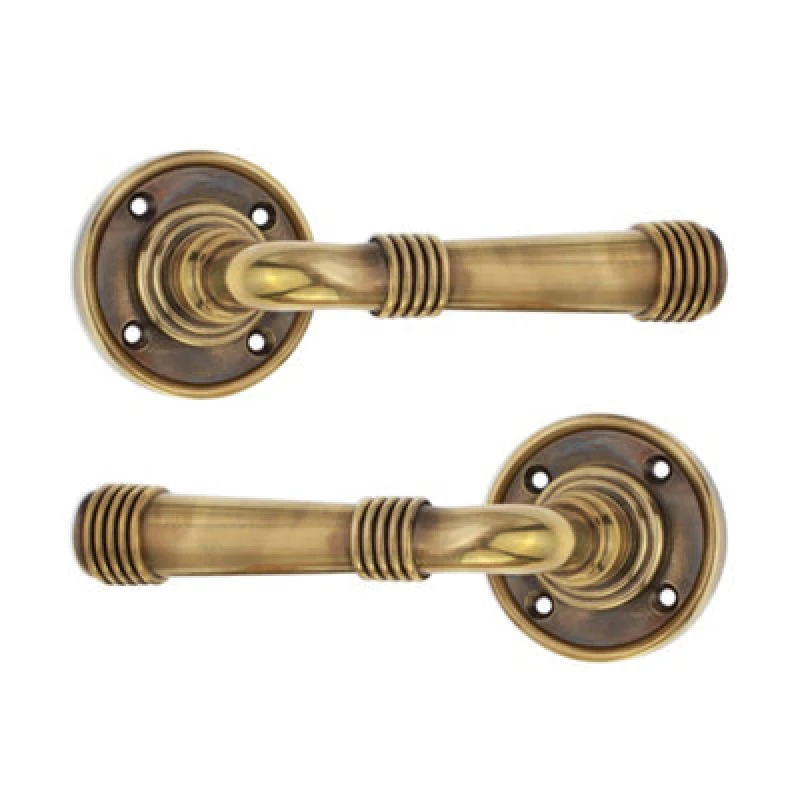 Image of Spira Brass Beehive Lever On Rose Aged Brass