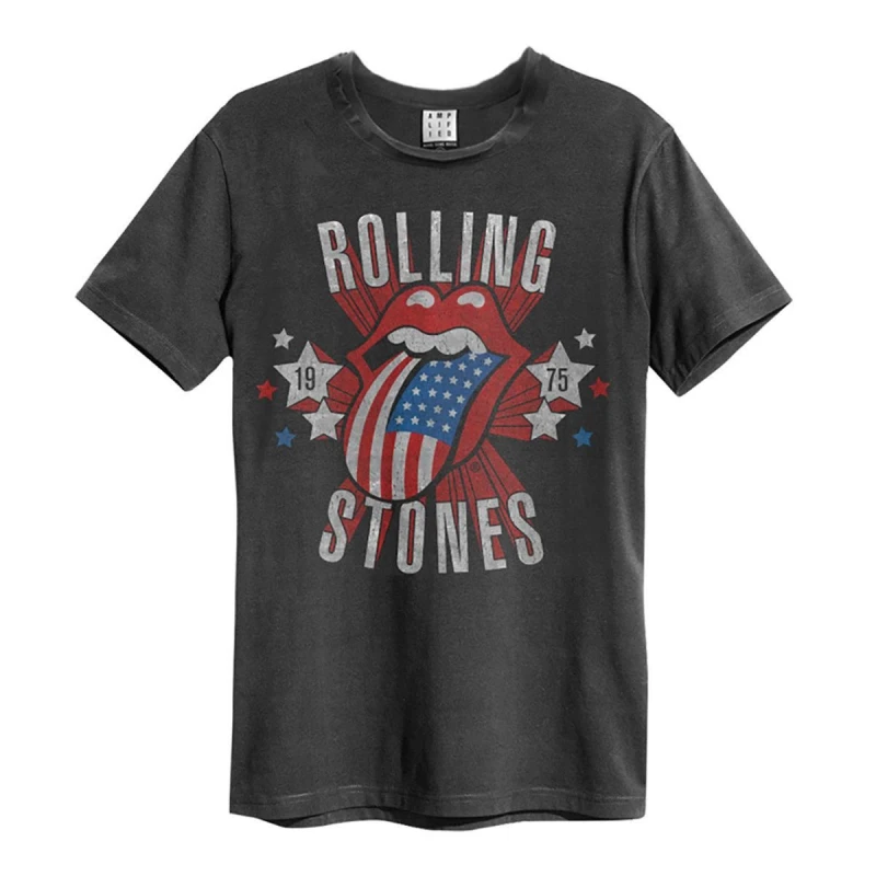 Image of Amplified Amplified Men Stateside 75 The Rolling Stones T-Shirt in Charcoal Size: 3X-Large Charcoal XXXL Male 5063703714556