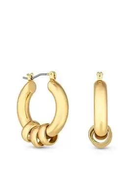 Image of Mood Gold Polished And Satin Tri Charmed Hoop Earrings