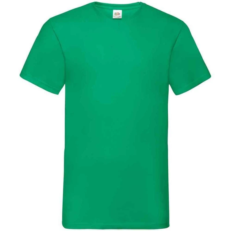 Image of Fruit Of The Loom Fruit of the Loom Men Valueweight V Neck T-Shirt in Green Size: Small Green S Male 5063527506719