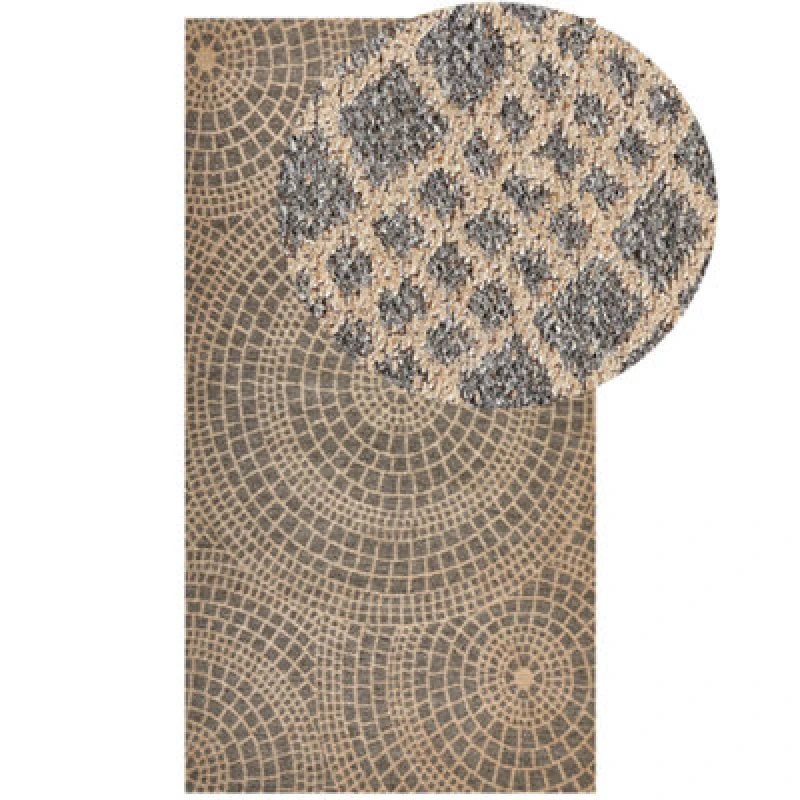 Image of Beliani Rug Ariba Grey Beige 80 X 150 Cm Jute