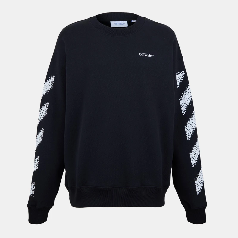 Image of Off White Mens Skate Relaxed Fit Crew Sweatshirt Black-White male S