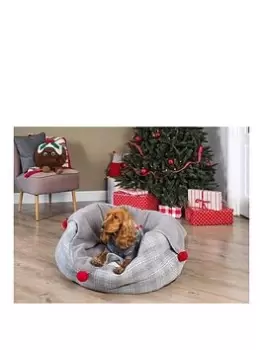 Image of Zoon Grey Plaid Oval Bed - Medium - Medium