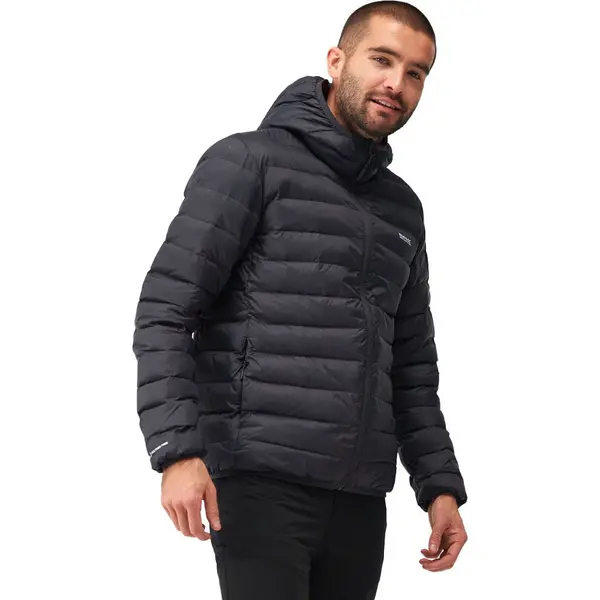 Image of Regatta Mens Hooded Marizion Padded Puffer Jacket S - Chest 37-38' (94-96.5cm) Ash/Danger Red RMN223-GPN-S