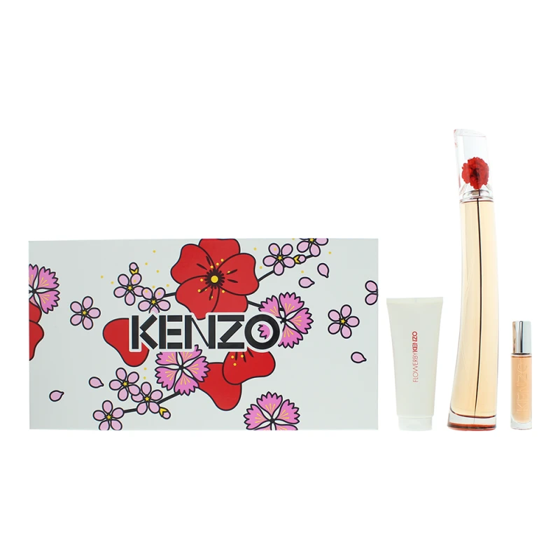 Image of Kenzo Flower by Kenzo L'Absolue Gift Set 100ml Eau de Parfum + 10ml Eau de Parfum + 75ml Body Lotion