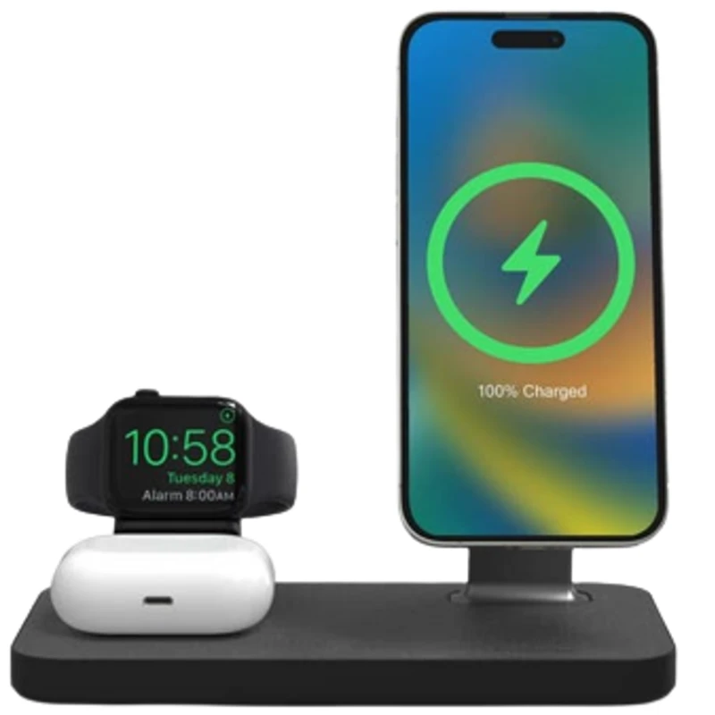 Image of Mophie Snap+ 3in1 15W Wireless Charger for Apple iPhone / Apple Watch / Airpods - Black 401309757 Black