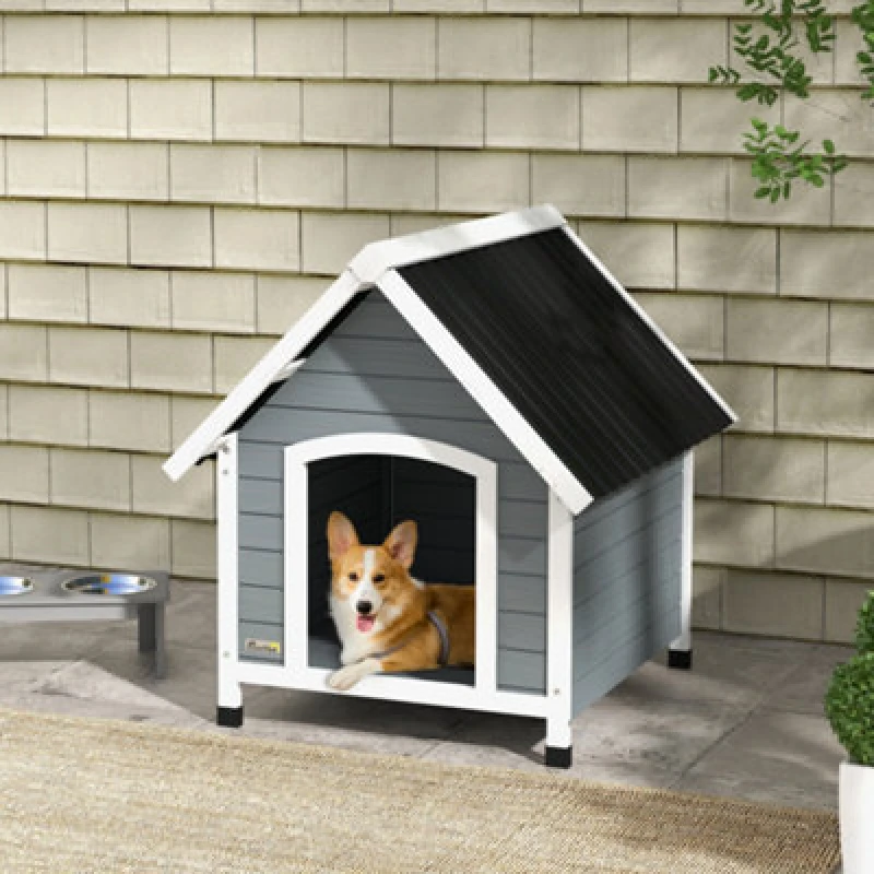 Image of PawHut Dog Kennel Outdoor Dog House w/ Removable Floor, for Dogs - Grey 75W x 88D x 82Hcm - Pawhut 5056725538064